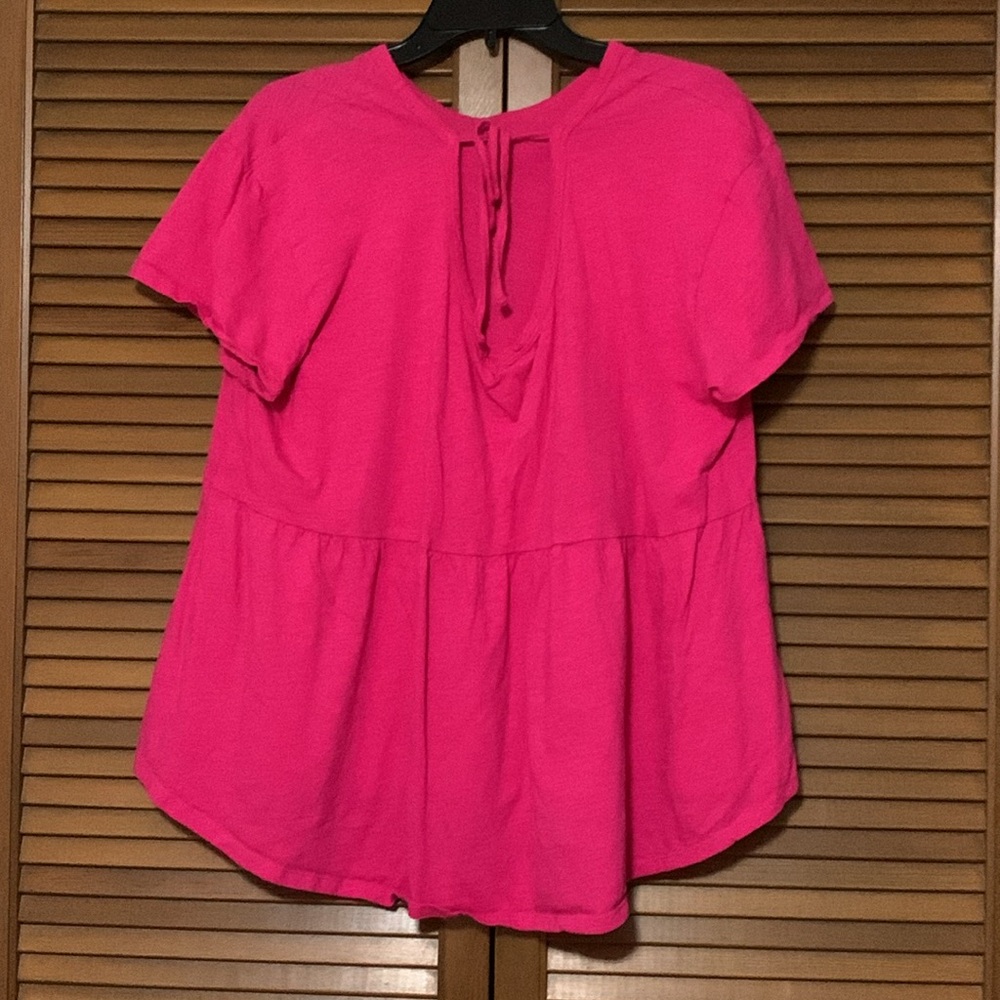 Time and Tru 100% Cotton Hot Pink Summer Top XXL 20 - Picture 2 of 3